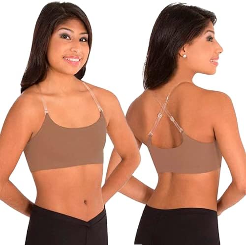  Bra (2 PAK) Child Seamless Athletic Dance Bella Balleto M/L  Clear Shoulder and Back Straps: Clothing, Shoes & Jewelry