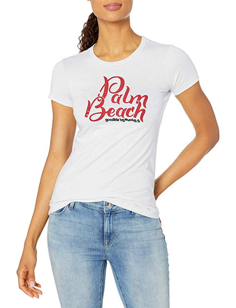 Marky G Apparel - Women's Casual Short Sleeve Crewneck Tops Slim Fit T-Shirt with Palm Beach Printed - Clementine Apparel